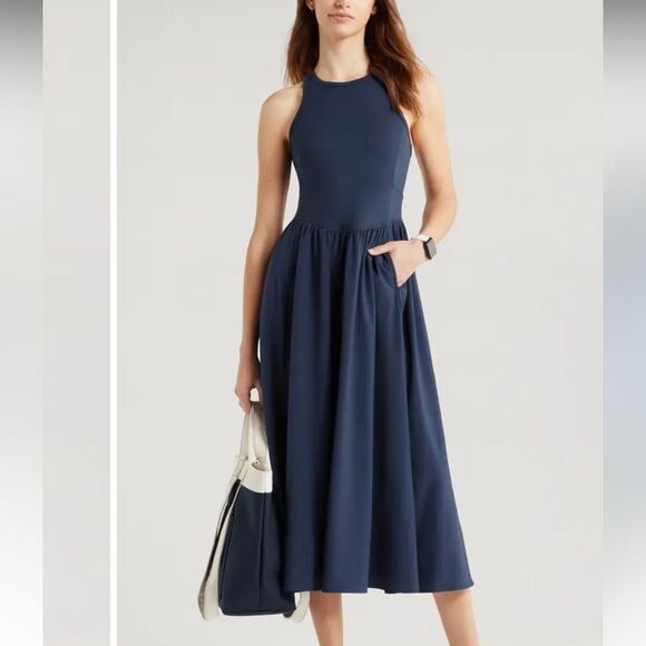 NEW Zella Effortless Hybrid Racerback Midi Dress Size S - Picture 2 of 5
